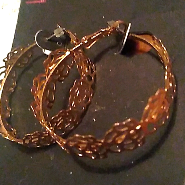 Gold Hoop Earrings Floral Cutouts Gold Hoops Hooped Earrings Big Hoops 6$